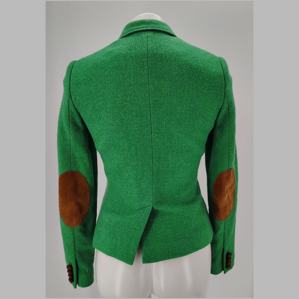 Rugby Ralph Lauren Green Wool Suede Arm Patches Equestrian Blazer Jacket Size 2 - Picture 4 of 16